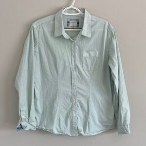 Panhandle Roughstock Ladies Green Pinstriped Button Down Shirt Size Large